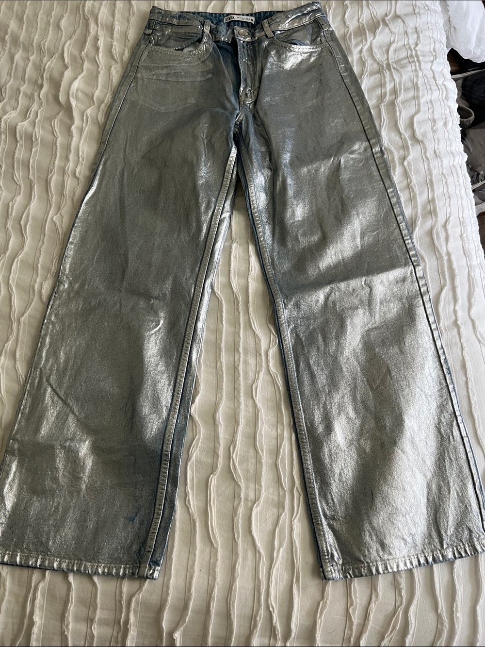 Zara Metallic Denim Jeans
